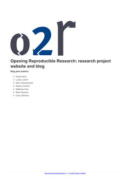 Opening Reproducible Research: Research Project Website and Blog Blog Post Authors