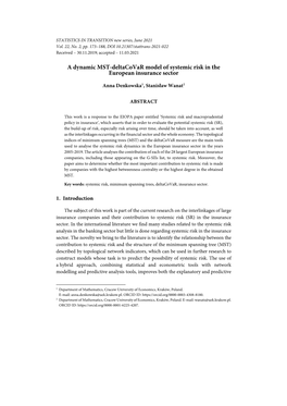 A Dynamic MST-Deltacovar Model of Systemic Risk in the European Insurance Sector