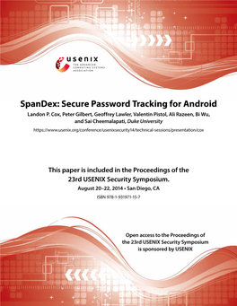 Spandex: Secure Password Tracking for Android Landon P