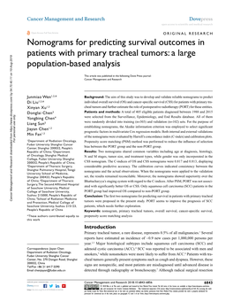 Nomograms for Predicting Survival Outcomes in Patients with Primary Tracheal Tumors: a Large Population-Based Analysis
