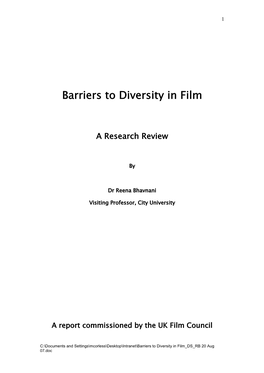 Barriers to Diversity in Film