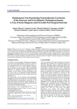 Simultaneous Non-Functioning Neuroendocrine Carcinoma of the Pancreas and Extra-Hepatic Cholangiocarcinoma