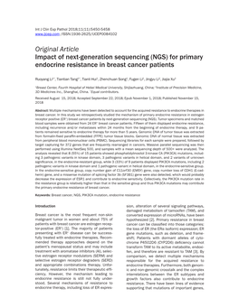 (NGS) for Primary Endocrine Resistance in Breast Cancer Patients