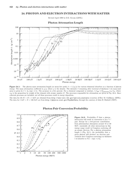 24. PHOTON and ELECTRON INTERACTIONS with MATTER Photon Attenuation Length Photon Pair Conversion Probability
