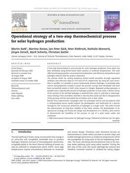 Operational Strategy of a Two-Step Thermochemical Process for Solar Hydrogen Production