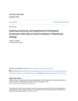 Exploring, Examining, and Explaining How Participatory Governance Adds Value to Saudi Foundations' Philanthropic Strategy