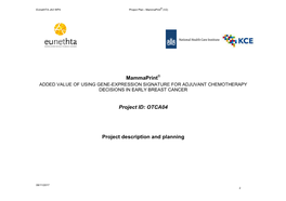 Mammaprint Project ID: OTCA04 Project Description and Planning