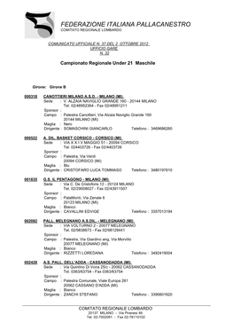 Federazione Italiana Pallacanestro Comitato Regionale Lombardo