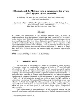 Observation of the Meissner State in Superconducting Arrays of 4-Ångstrom Carbon Nanotubes