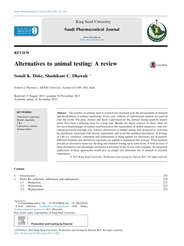 Alternatives to Animal Testing: a Review