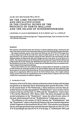 On Transition Decalcification in Coastal Dunes Province of North Holland