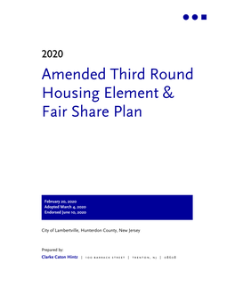 Amended Third Round Housing Element & Fair Share Plan