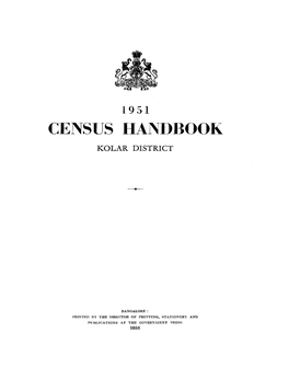 Census Handbook, Kolar