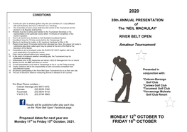 'NEIL MACAULAY' RIVER BELT OPEN Amateur Tournament