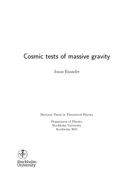 Cosmic Tests of Massive Gravity