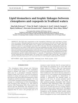 Lipid Biomarkers and Trophic Linkages Between Ctenophores and Copepods in Svalbard Waters