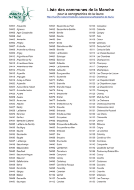 Liste Des Communes De La Manche Pour La Cartographies De La Faune