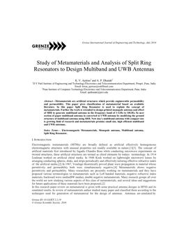Study of Metamaterials and Analysis of Split Ring Resonators to Design Multiband and UWB Antennas