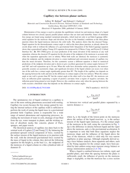 Capillary Rise Between Planar Surfaces