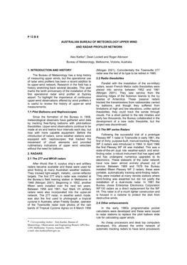 P 13 B 8 Australian Bureau of Meteorology Upper Wind and Radar Profiler Network