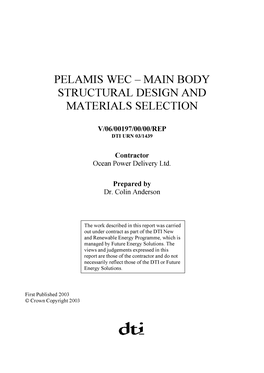 Pelamis Wec - Main Body Structural Design and Materials Selection