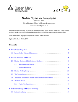 Nuclear Physics and Astrophysics SPA5302, 2019 Chris Clarkson, School of Physics & Astronomy Chris.Clarkson@Qmul.Ac.Uk