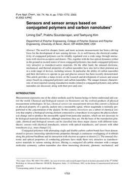 Sensors and Sensor Arrays Based on Conjugated Polymers and Carbon Nanotubes*