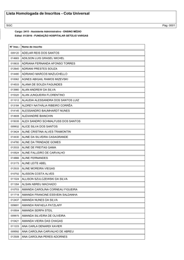 Lista Homologada De Inscritos - Cota Universal