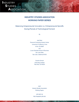 Industry Studies Assocation Working Paper Series