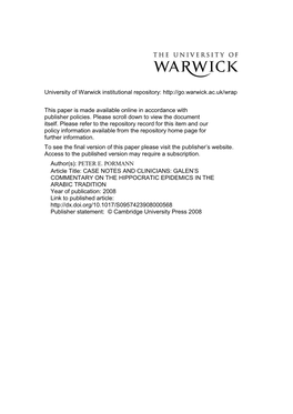 University of Warwick Institutional Repository