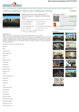 2 Bedroom Apartment / Flat for Sale in Pallavaram, Chennai (P17418751