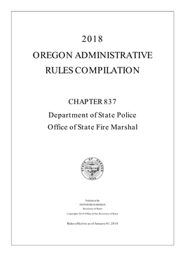 2018 Oregon Administrative Rules Compilation