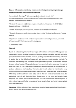 Analysing Landscape Mosaic Dynamics in North-Eastern Madagascar