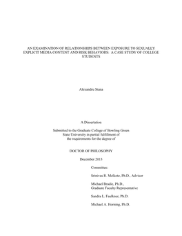 An Examination of Relationships Between Exposure to Sexually Explicit Media Content and Risk Behaviors: a Case Study of College Students