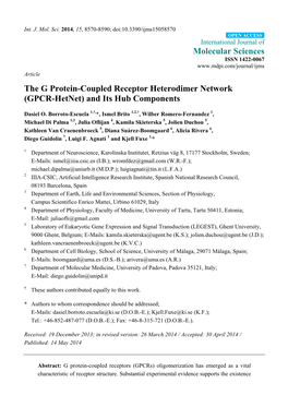 The G Protein-Coupled Receptor Heterodimer Network (GPCR-Hetnet) and Its Hub Components