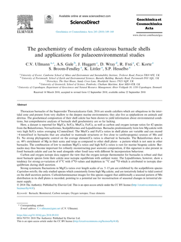 The Geochemistry of Modern Calcareous Barnacle Shells and Applications for Palaeoenvironmental Studies