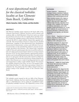 A New Depositional Model for the Classical Turbidite Locality at San