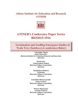 ATINER's Conference Paper Series BIO2015-1916