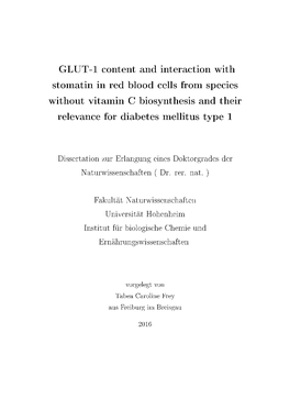 GLUT-1 Content and Interaction with Stomatin in Red Blood Cells from Species Without Vitamin C Biosynthesis and Their Relevance for Diabetes Mellitus Type 1