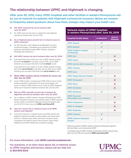 The Relationship Between UPMC and Highmark Is Changing
