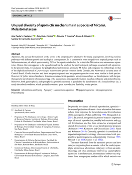 Unusual Diversity of Apomictic Mechanisms in a Species of Miconia, Melastomataceae