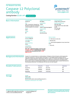 Caspase 12 Polyclonal Antibody Catalog Number:55238-1-AP 60 Publications