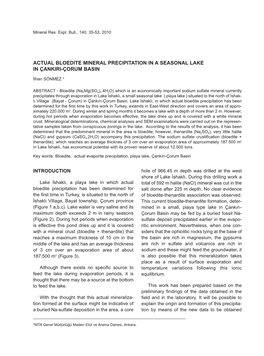 Actual Bloedite Mineral Precipitation in a Seasonal Lake in Çankiri-Çorum Basin