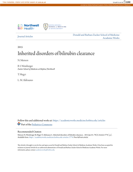 Inherited Disorders of Bilirubin Clearance N