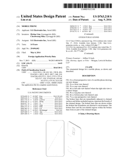 (12) United States Design Patent (10) Patent No.: US D763,218 S Lim Et Al