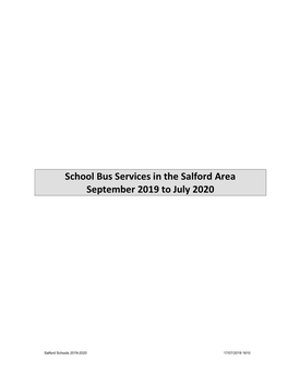 School Bus Services in the Salford Area September 2019 to July 2020