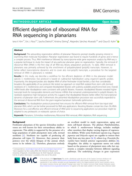 Efficient Depletion of Ribosomal RNA for RNA Sequencing in Planarians Iana V