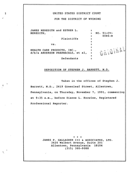 Deposition of Stephen Barrett, MD (1991)