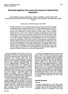 Hormonal Regulation of Two Urea-Cycle Enzymes in Cultured