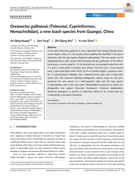 Oreonectes Guilinensis (Teleostei, Cypriniformes, Nemacheilidae), a New Loach Species from Guangxi, China